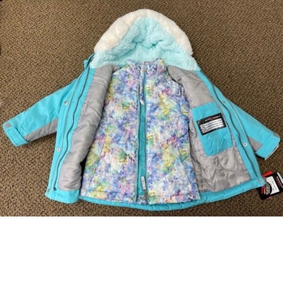 *ZeroXPosur Jacket 3 in 1 System sz 4/5 Hooded Blue Gray All Season Water Resist - Picture 8 of 12